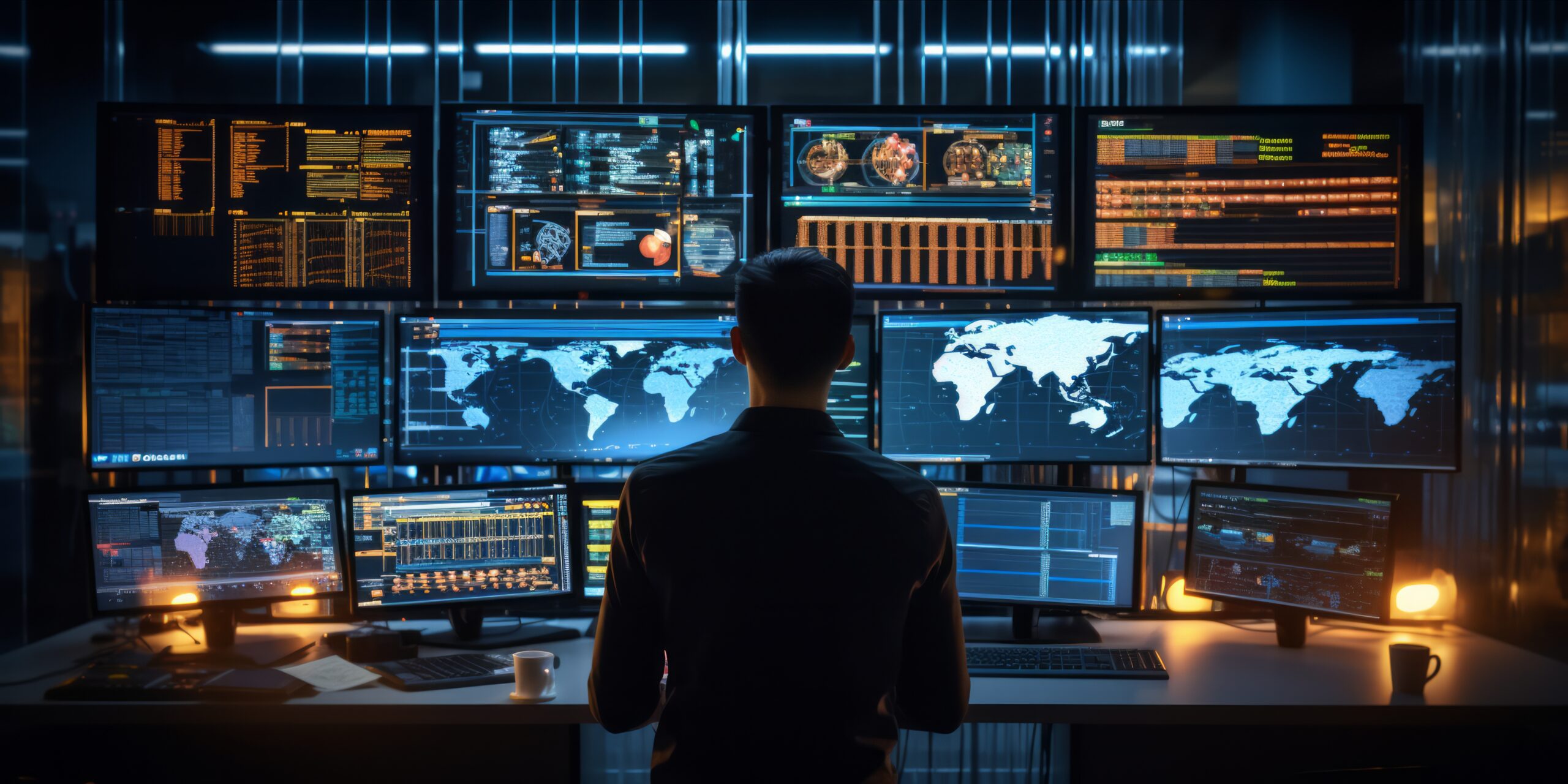 vecteezy_ai-generated-a-network-engineer-monitoring-data-on-multiple_36053298